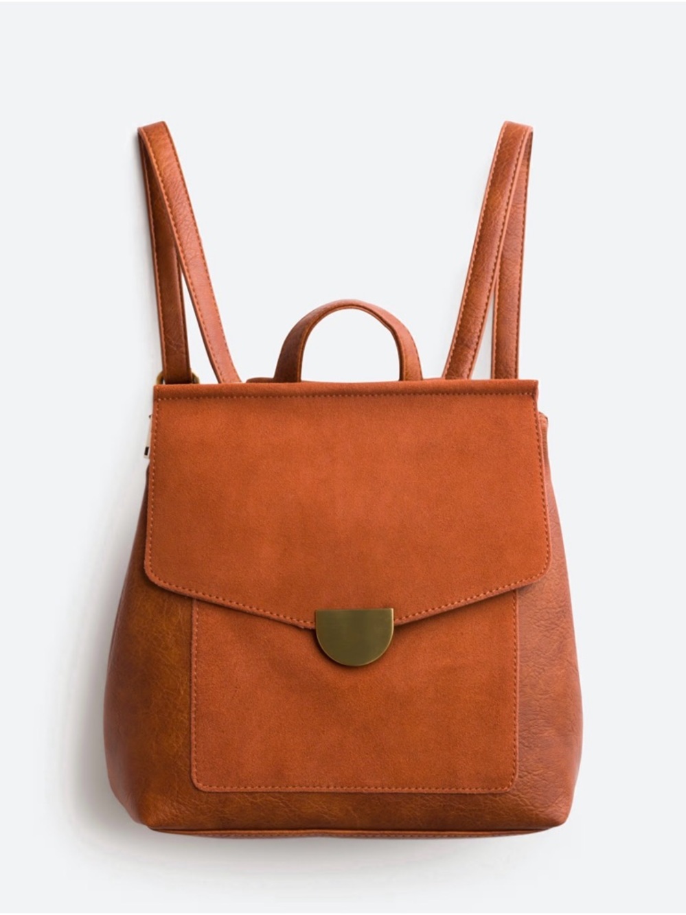 Moda Luxe Cognac Backpack with Brass Accent
